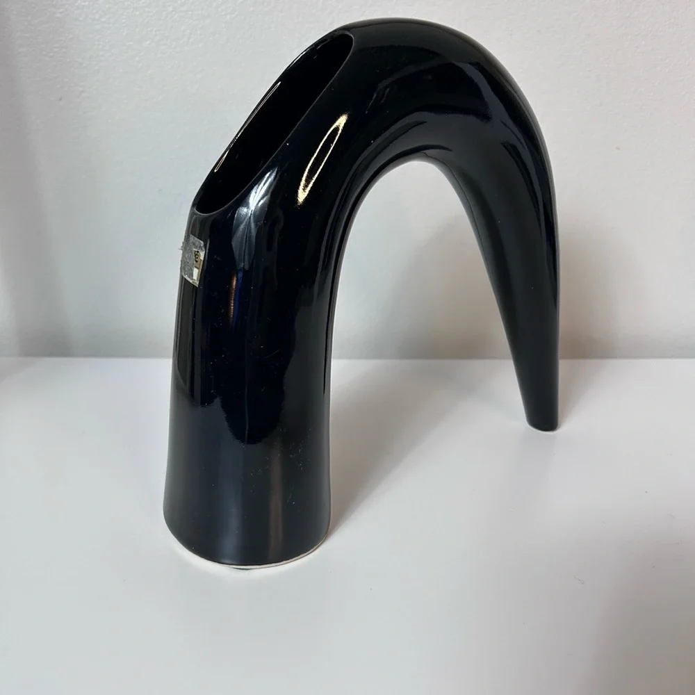 Vintage Toyo MCM Modernist Sculptural Black Ikebana Vase Japanese Style - Picture 2 of 9